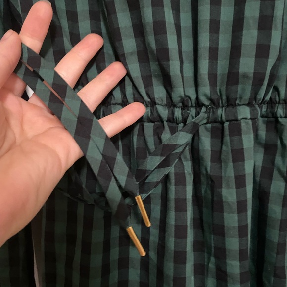 Draper James Long Sleeve Tiered Dress Gingham Plaid Green Black Women's Medium - Picture 8 of 9